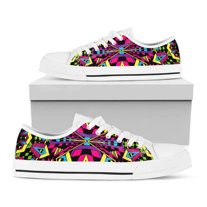 Psychedelic Ethnic Trippy Print White Low Top Sneakers