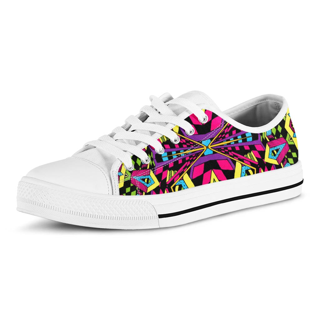Psychedelic Ethnic Trippy Print White Low Top Sneakers