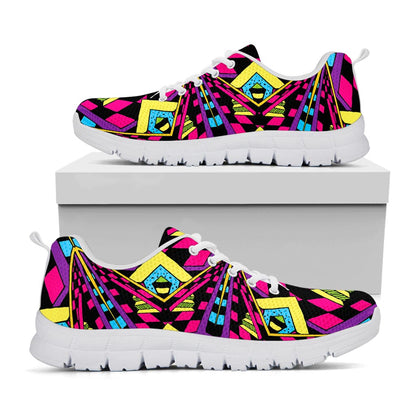 Psychedelic Ethnic Trippy Print White Running Shoes