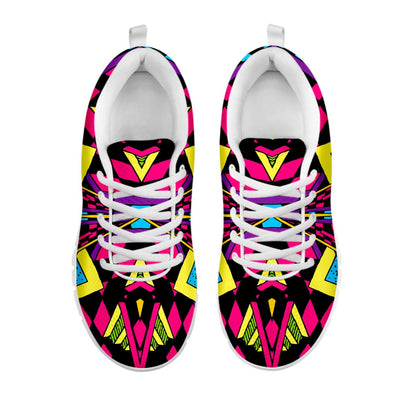 Psychedelic Ethnic Trippy Print White Running Shoes