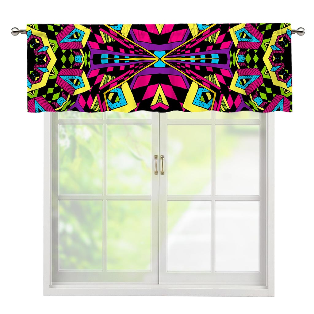 Psychedelic Ethnic Trippy Print Window Valance
