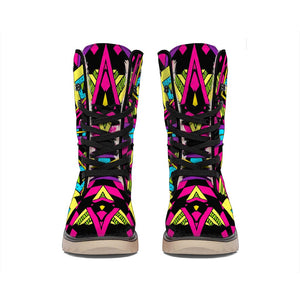 Psychedelic Ethnic Trippy Print Winter Boots