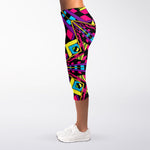 Psychedelic Ethnic Trippy Print Women's Capri Leggings