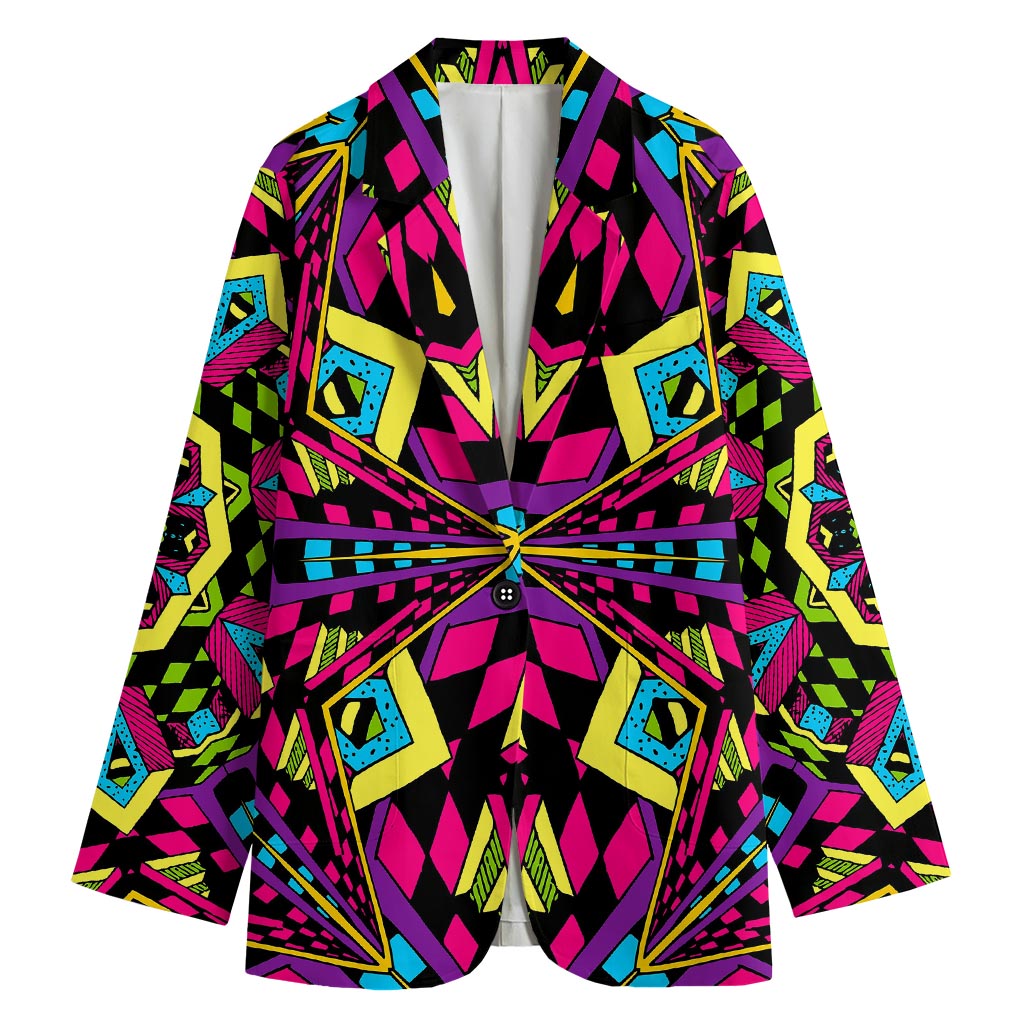 Psychedelic Ethnic Trippy Print Women's Cotton Blazer