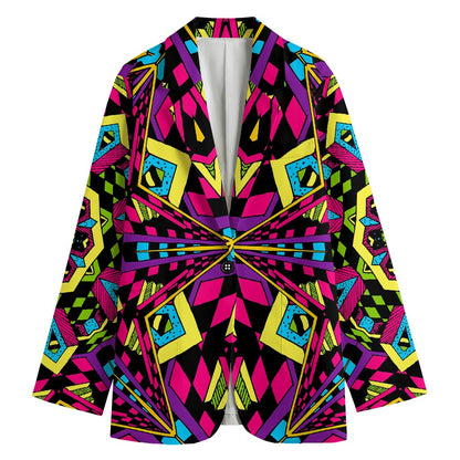Psychedelic Ethnic Trippy Print Women's Cotton Blazer
