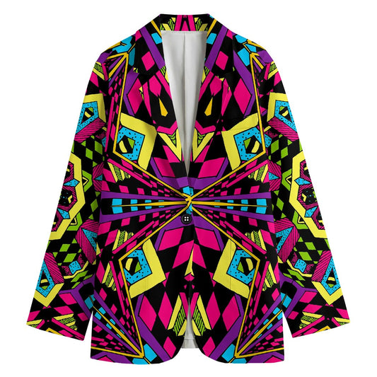 Psychedelic Ethnic Trippy Print Women's Cotton Blazer