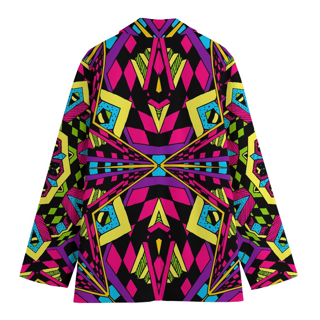 Psychedelic Ethnic Trippy Print Women's Cotton Blazer