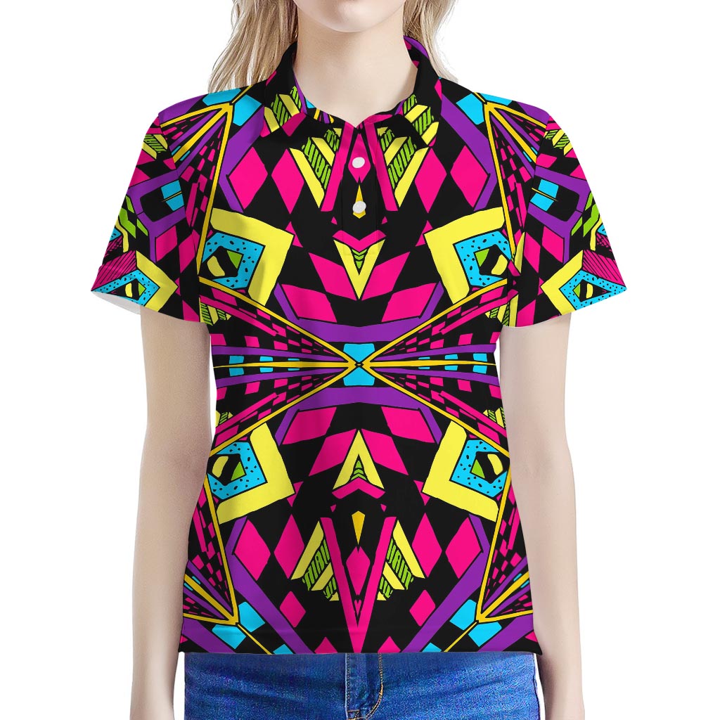 Psychedelic Ethnic Trippy Print Women's Polo Shirt