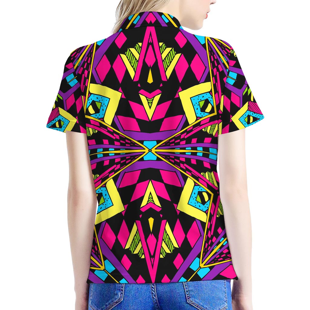 Psychedelic Ethnic Trippy Print Women's Polo Shirt