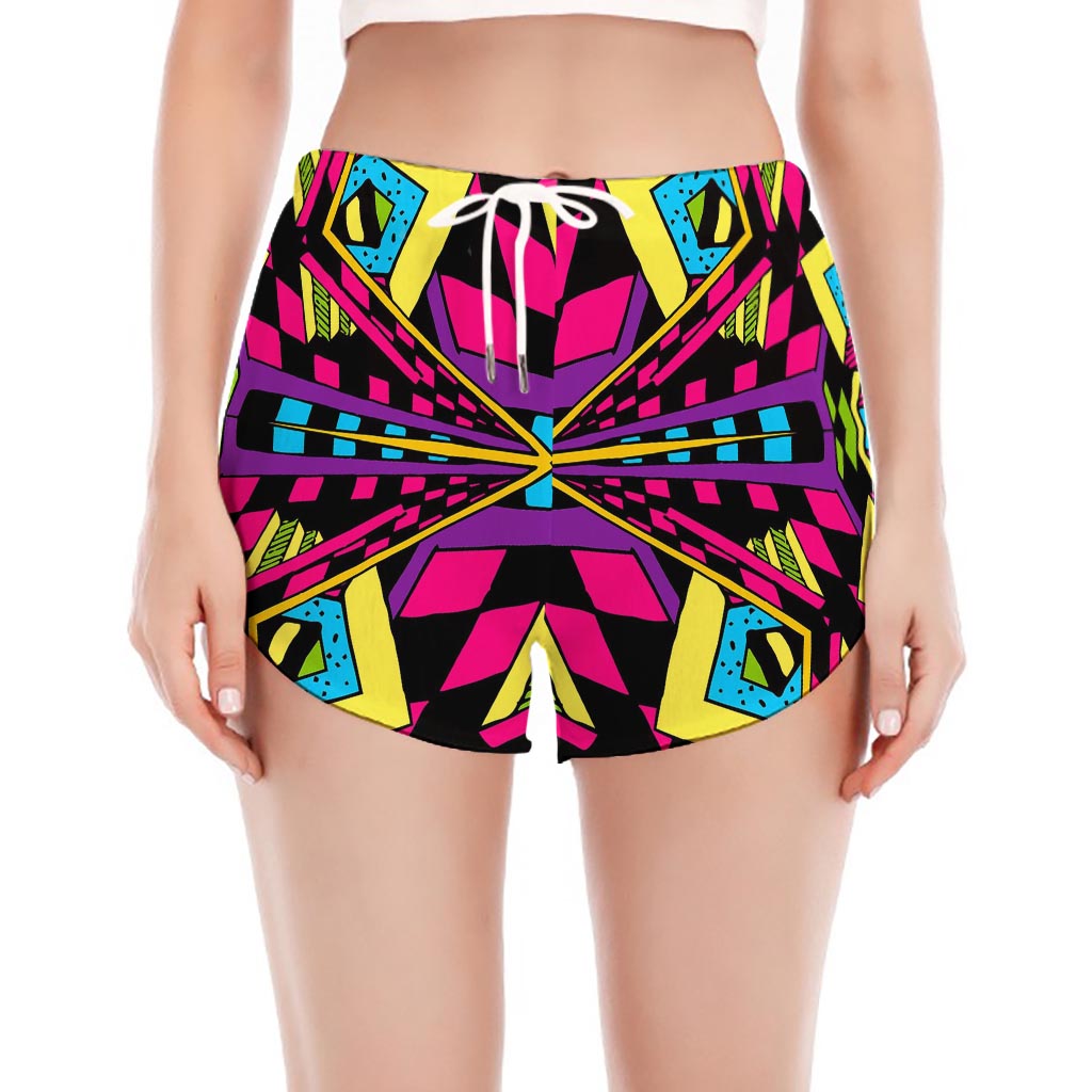 Psychedelic Ethnic Trippy Print Women's Split Running Shorts