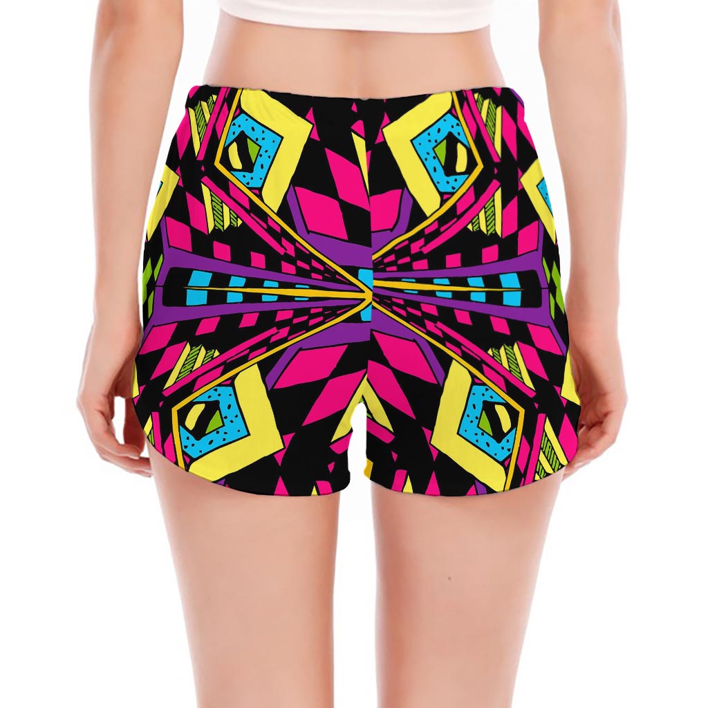 Psychedelic Ethnic Trippy Print Women's Split Running Shorts