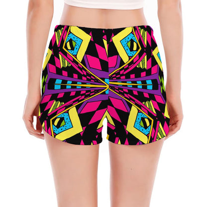 Psychedelic Ethnic Trippy Print Women's Split Running Shorts