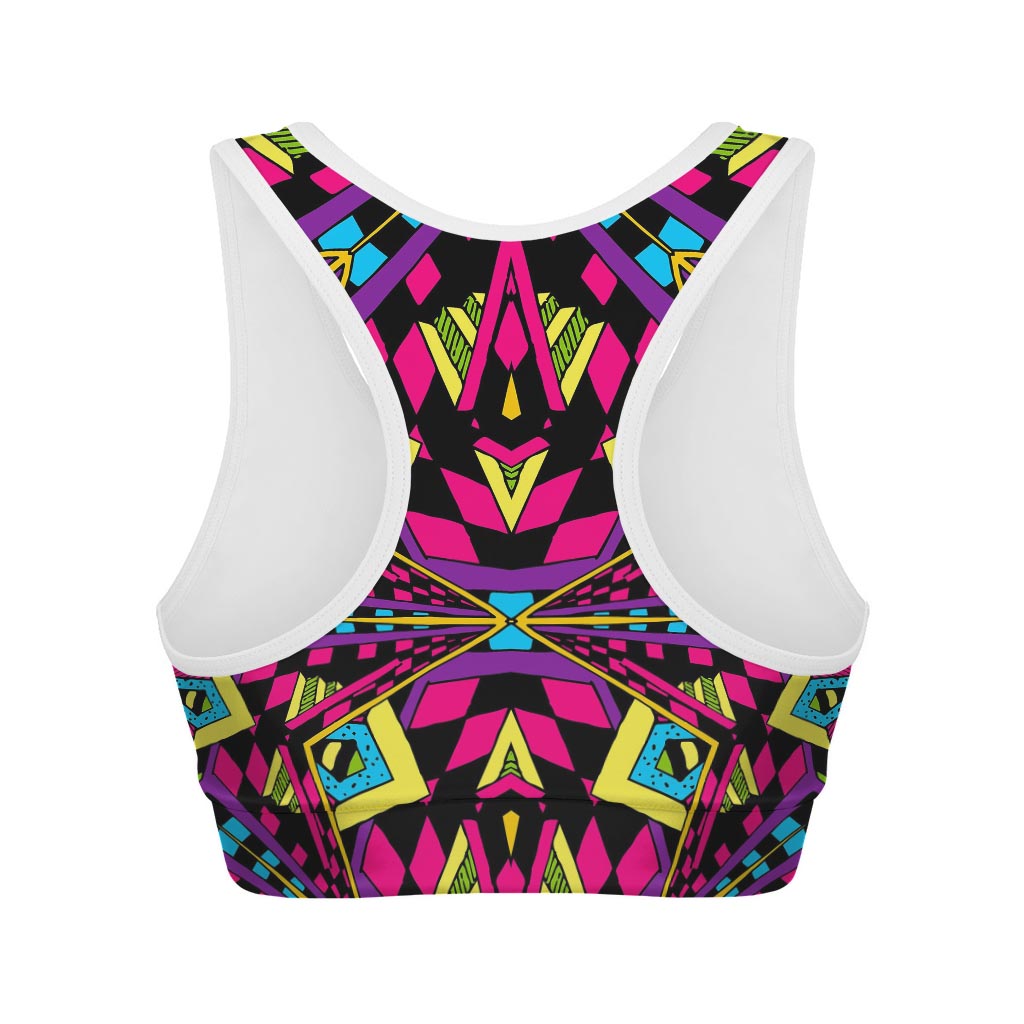 Psychedelic Ethnic Trippy Print Women's Sports Bra