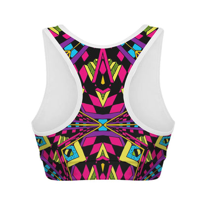Psychedelic Ethnic Trippy Print Women's Sports Bra