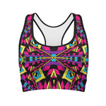 Psychedelic Ethnic Trippy Print Women's Sports Bra