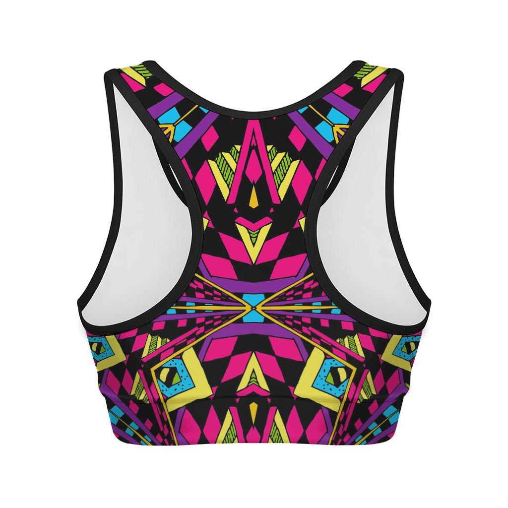 Psychedelic Ethnic Trippy Print Women's Sports Bra
