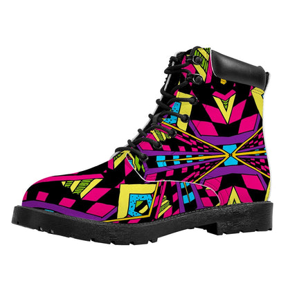 Psychedelic Ethnic Trippy Print Work Boots