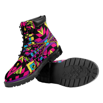 Psychedelic Ethnic Trippy Print Work Boots