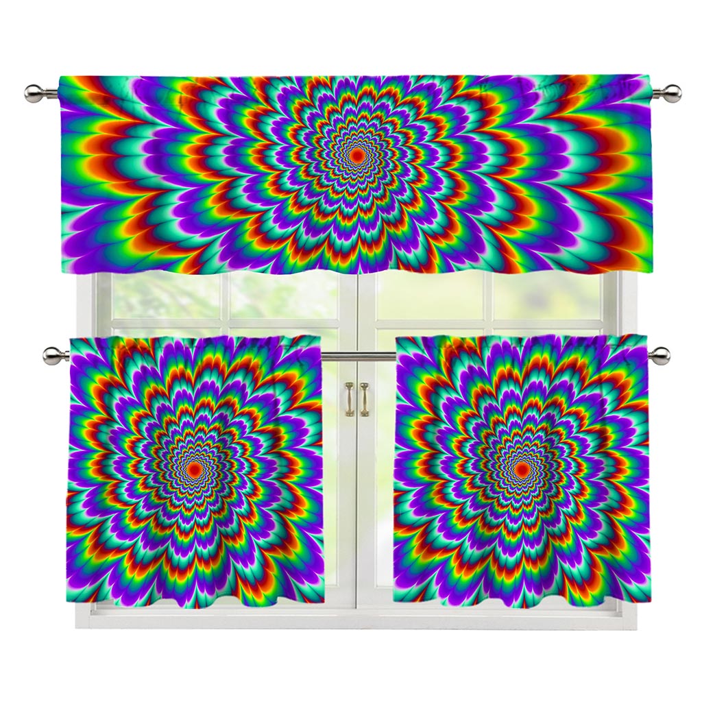 Psychedelic Expansion Optical Illusion 3 Piece Kitchen Curtains