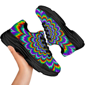 Psychedelic Expansion Optical Illusion Black Chunky Shoes