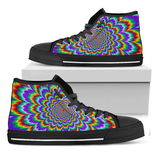 Psychedelic Expansion Optical Illusion Black High Top Sneakers