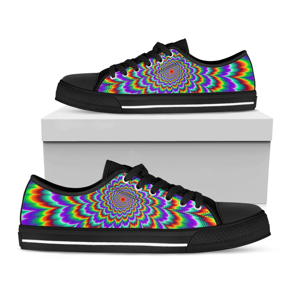 Psychedelic Expansion Optical Illusion Black Low Top Sneakers