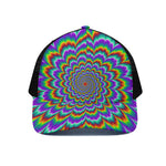 Psychedelic Expansion Optical Illusion Black Mesh Trucker Cap