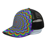 Psychedelic Expansion Optical Illusion Black Mesh Trucker Cap