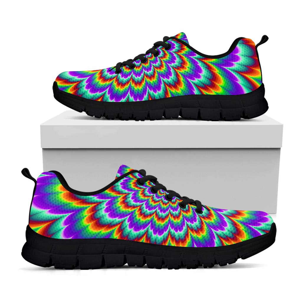 Psychedelic Expansion Optical Illusion Black Running Shoes