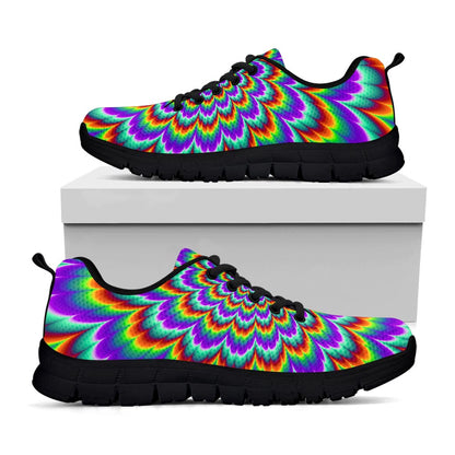 Psychedelic Expansion Optical Illusion Black Running Shoes
