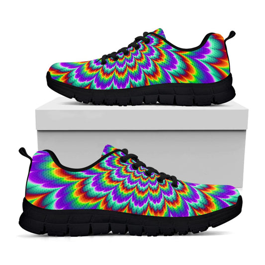 Psychedelic Expansion Optical Illusion Black Running Shoes