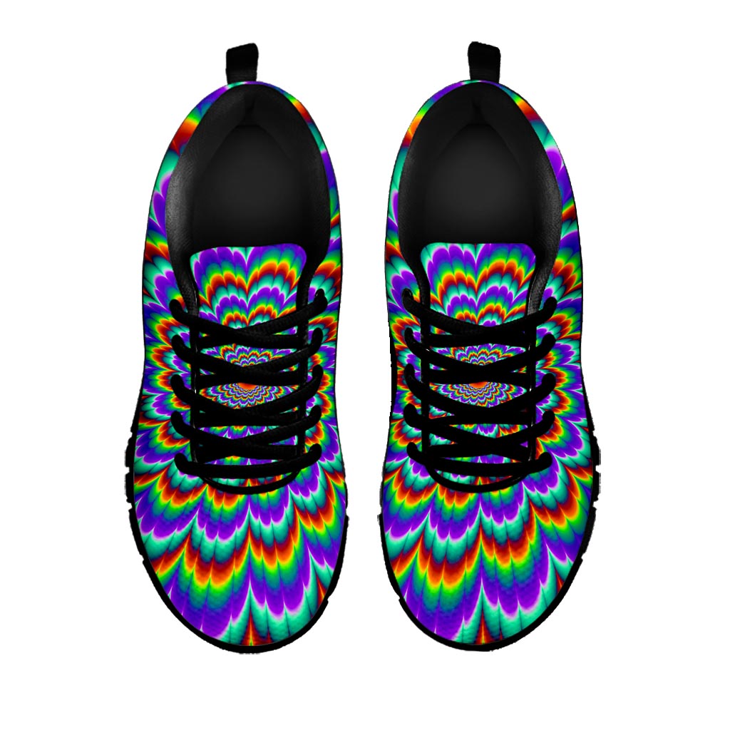 Psychedelic Expansion Optical Illusion Black Running Shoes