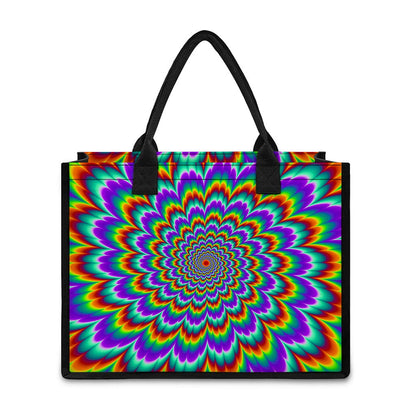 Psychedelic Expansion Optical Illusion Canvas Tote Bag