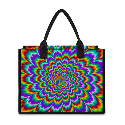 Psychedelic Expansion Optical Illusion Canvas Tote Bag