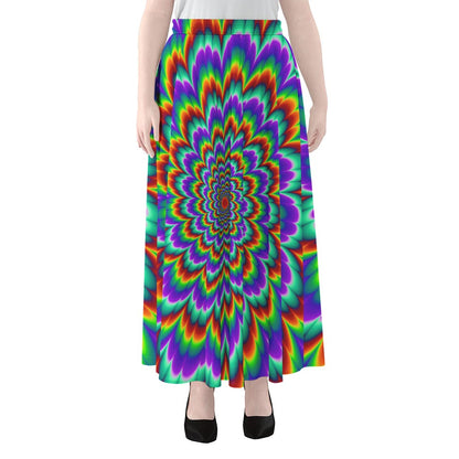Psychedelic Expansion Optical Illusion Chiffon Maxi Skirt