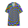 Psychedelic Expansion Optical Illusion Cotton Hawaiian Shirt