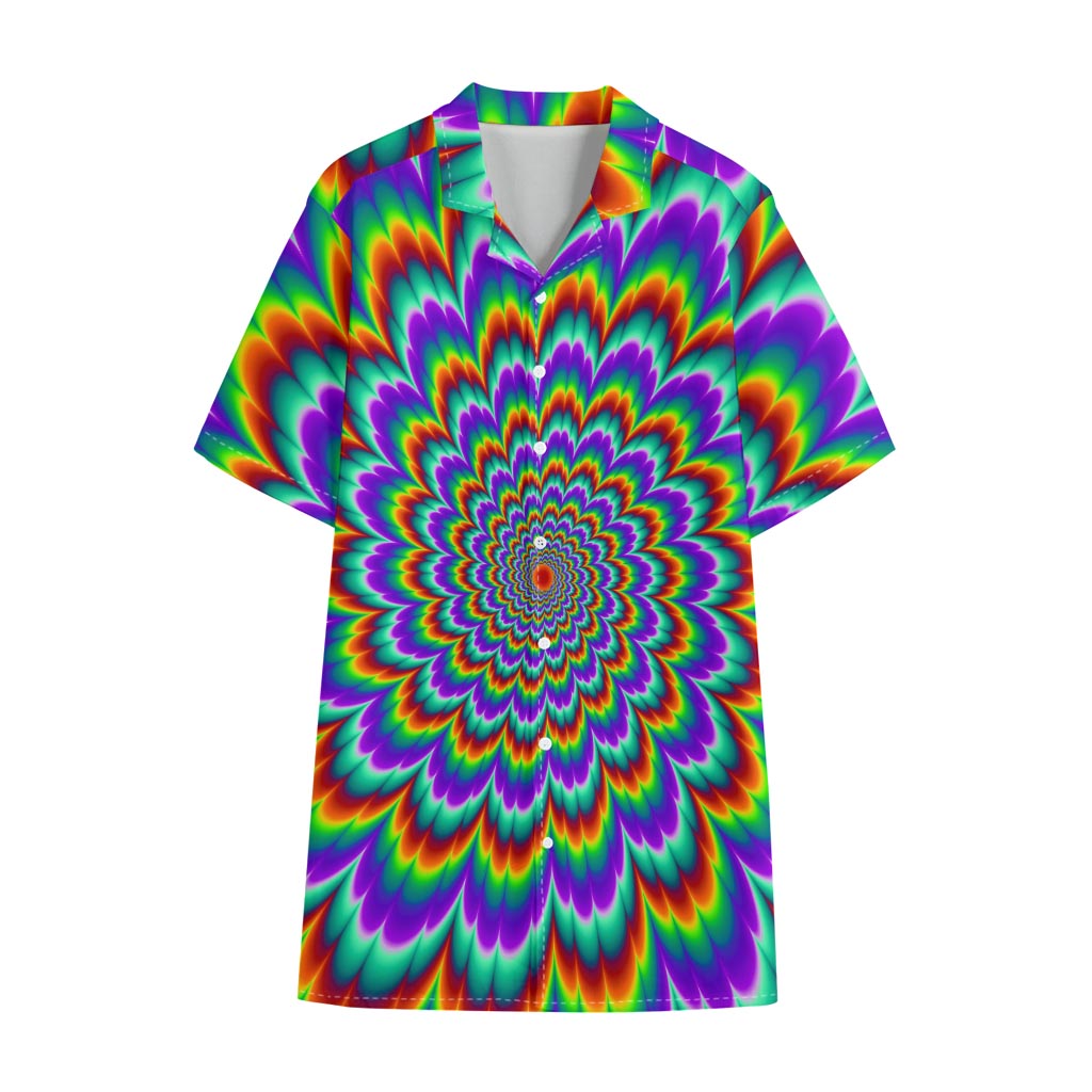 Psychedelic Expansion Optical Illusion Cotton Hawaiian Shirt