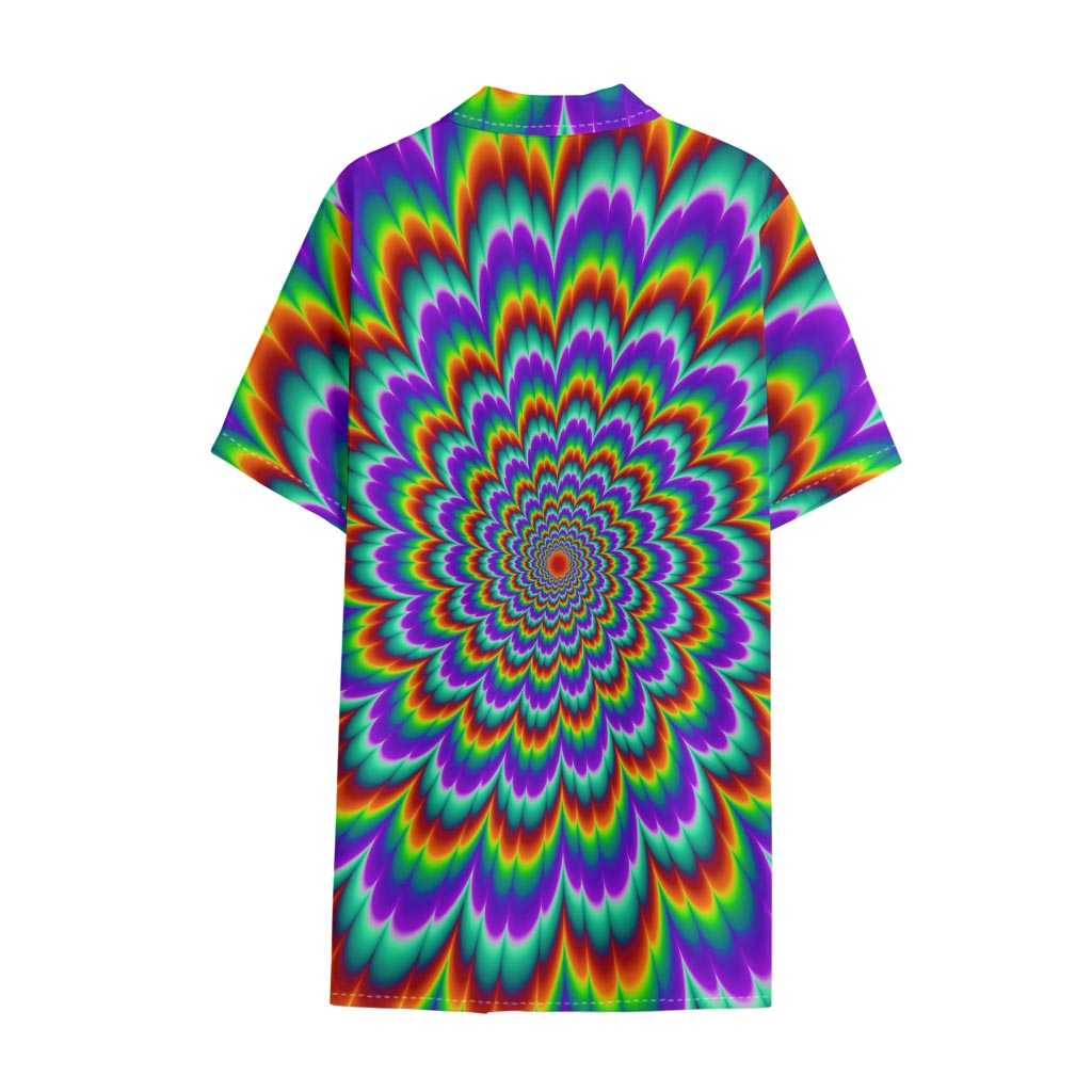 Psychedelic Expansion Optical Illusion Cotton Hawaiian Shirt