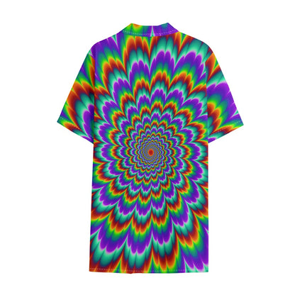 Psychedelic Expansion Optical Illusion Cotton Hawaiian Shirt