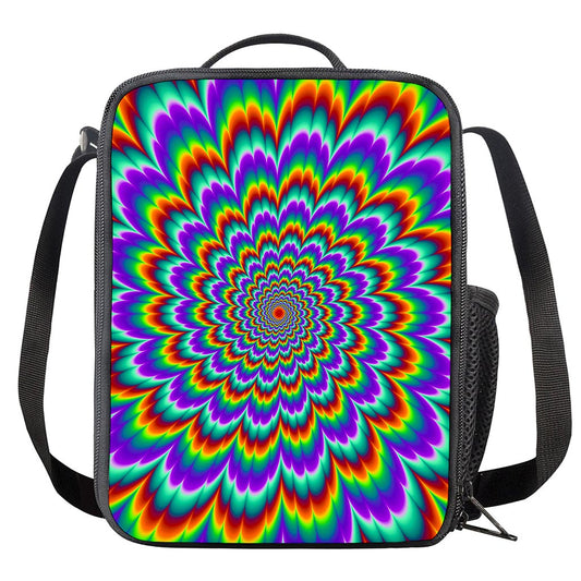 Psychedelic Expansion Optical Illusion Crossbody Lunch Bag