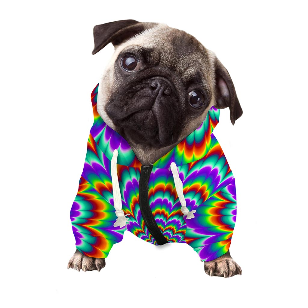 Psychedelic Expansion Optical Illusion Dog Zip Up Hoodie