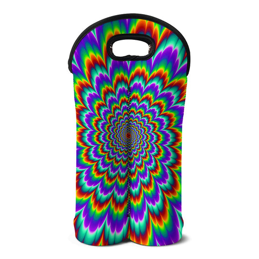 Psychedelic Expansion Optical Illusion Double Neoprene Wine Tote