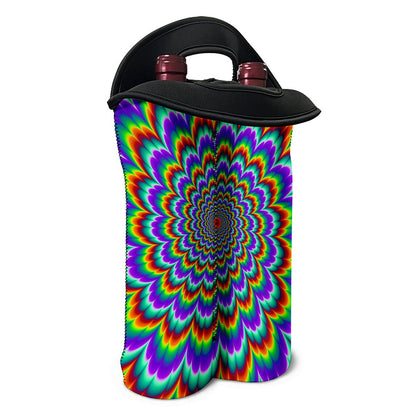 Psychedelic Expansion Optical Illusion Double Neoprene Wine Tote