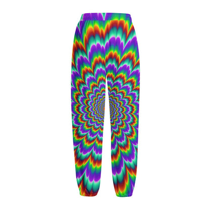 Psychedelic Expansion Optical Illusion Fleece Lined Knit Pants