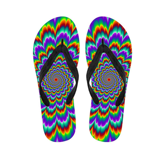 Psychedelic Expansion Optical Illusion Flip Flops