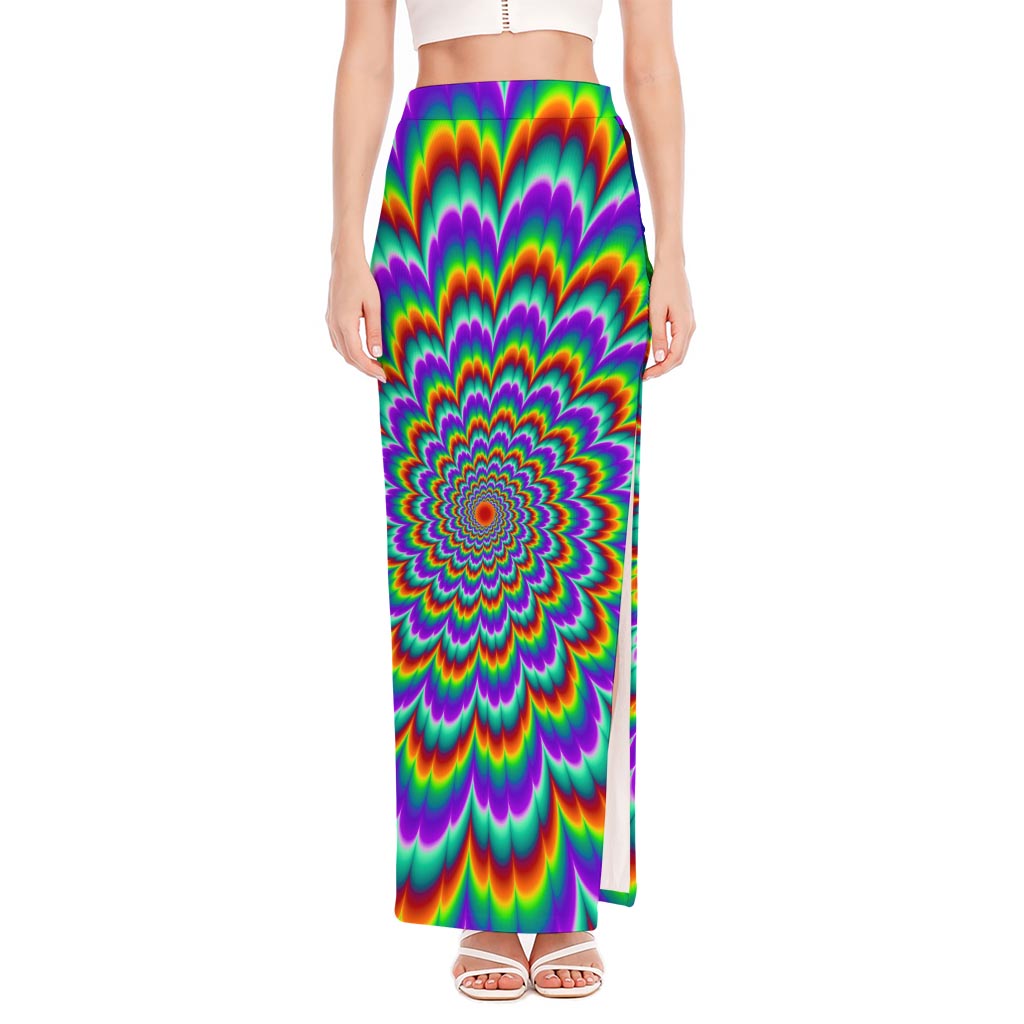 Psychedelic Expansion Optical Illusion High Slit Maxi Skirt