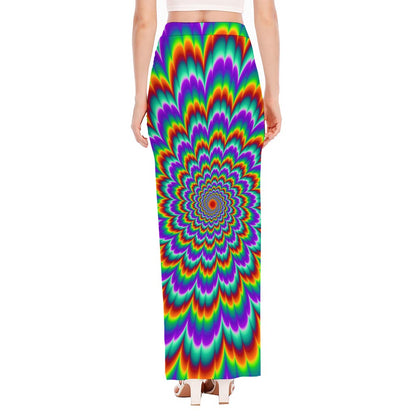 Psychedelic Expansion Optical Illusion High Slit Maxi Skirt