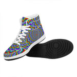 Psychedelic Expansion Optical Illusion High Top Leather Sneakers