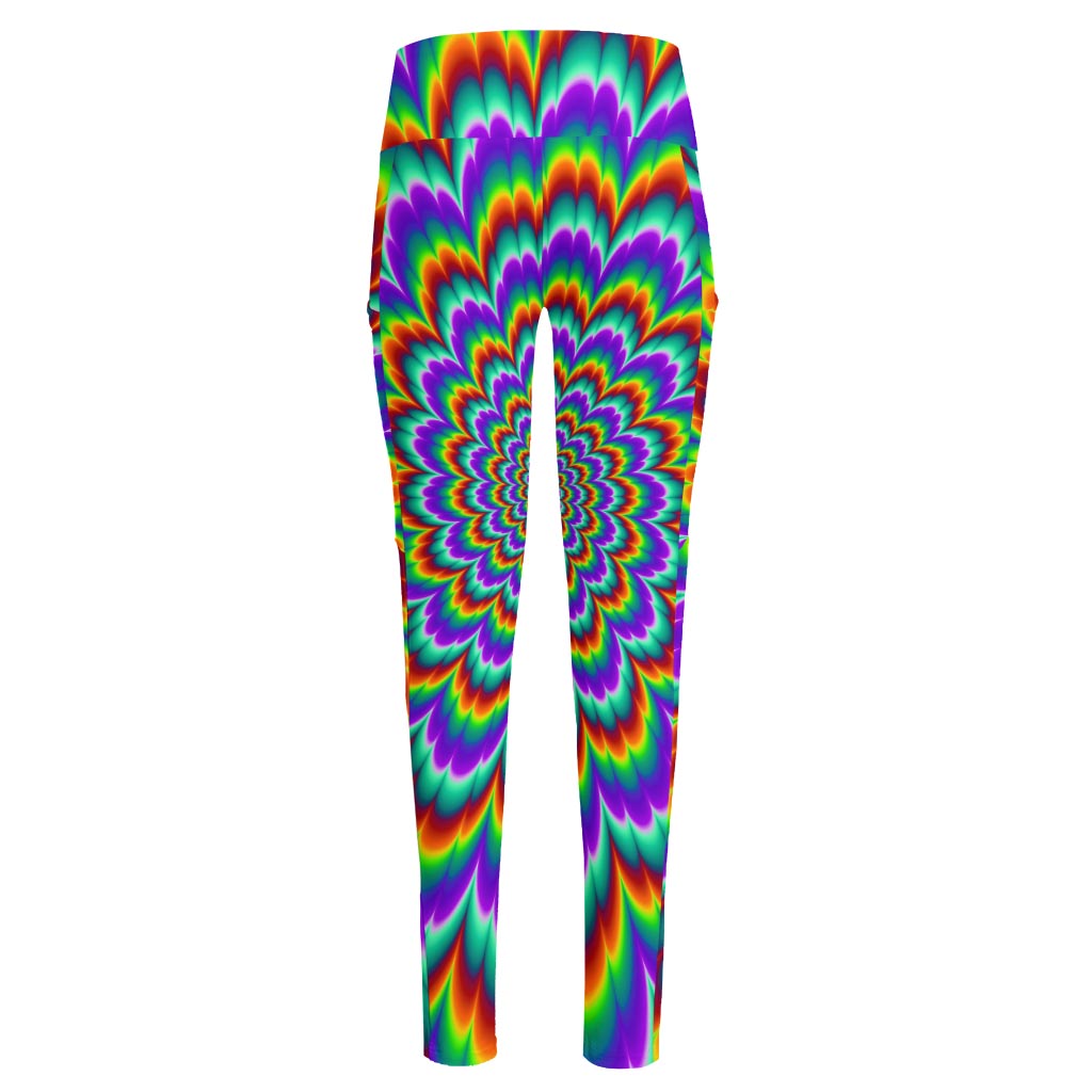 Psychedelic Expansion Optical Illusion High-Waisted Pocket Leggings