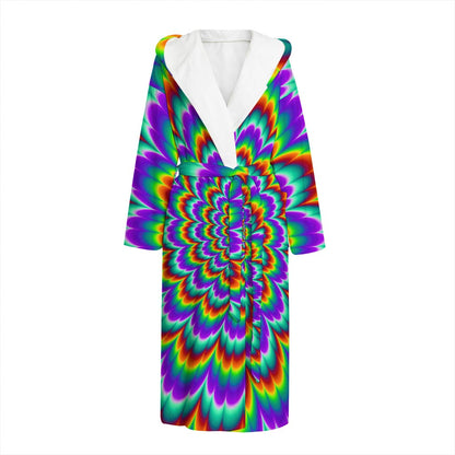 Psychedelic Expansion Optical Illusion Hooded Bathrobe